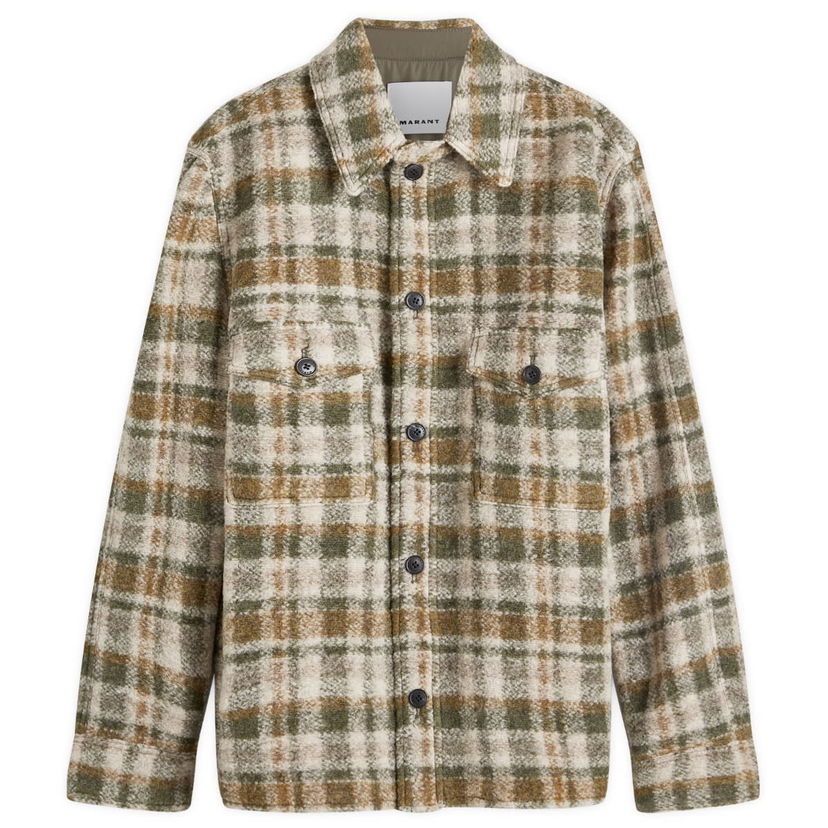 Srajce ISABEL MARANT Wool Check Overshirt Zelena | 24AVE0052HD-B3D04H-KAEC