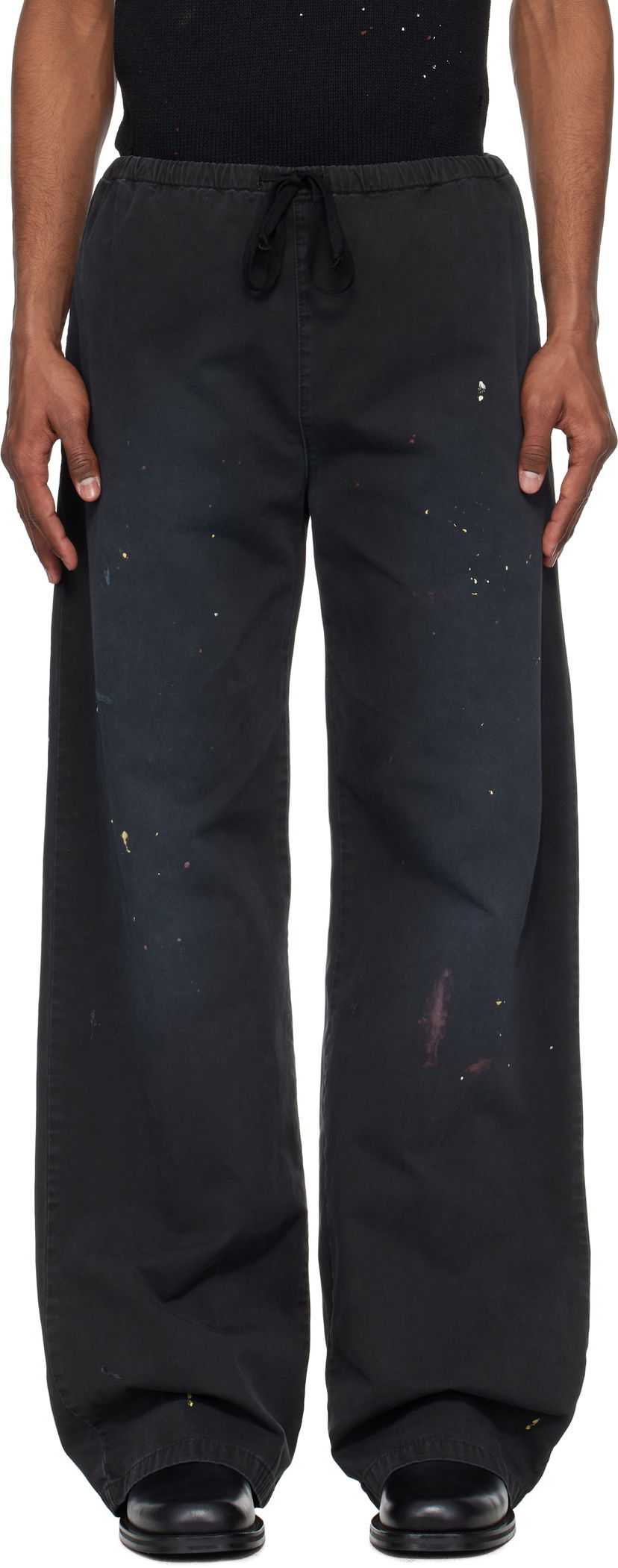 Trenirka Maison Margiela MM6 Maison Margiela Cotton Paint Splatter Trousers Črna | SH2KA0030 M35435