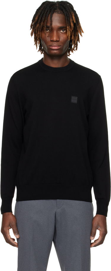 Pleteni pulover BOSS BOSS Cotton-Cashmere Regular-Fit Sweater Črna | 50527583, 0