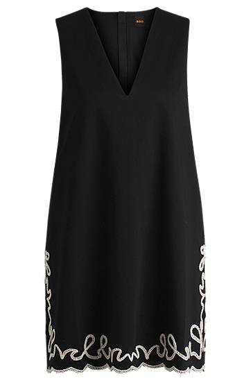 Obleke BOSS Embroidered Shift Dress Črna | 50540370