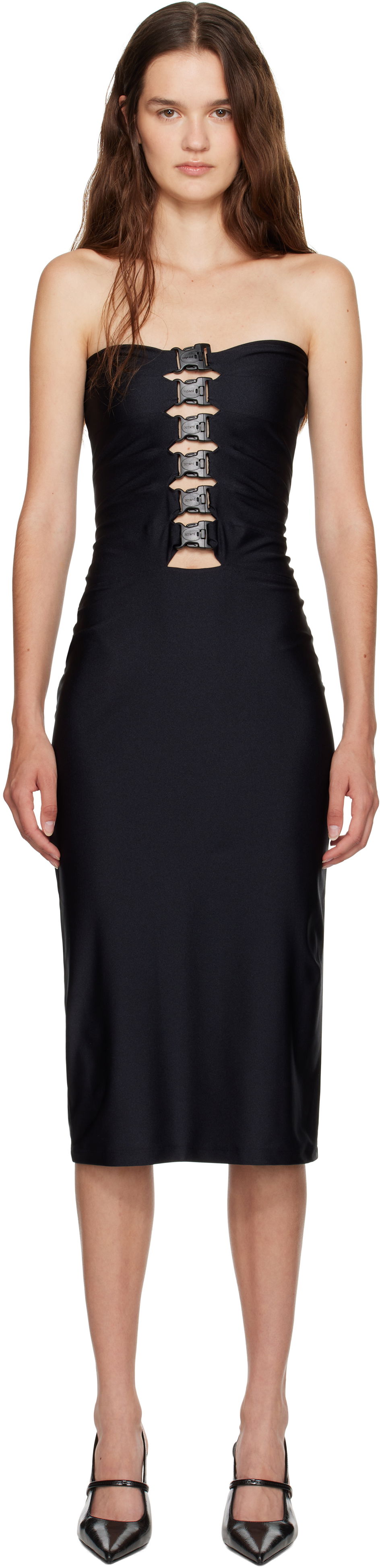 Obleke Coperni Coperni Multi Buckle Midi Dress Črna | COPR231F5001, 0