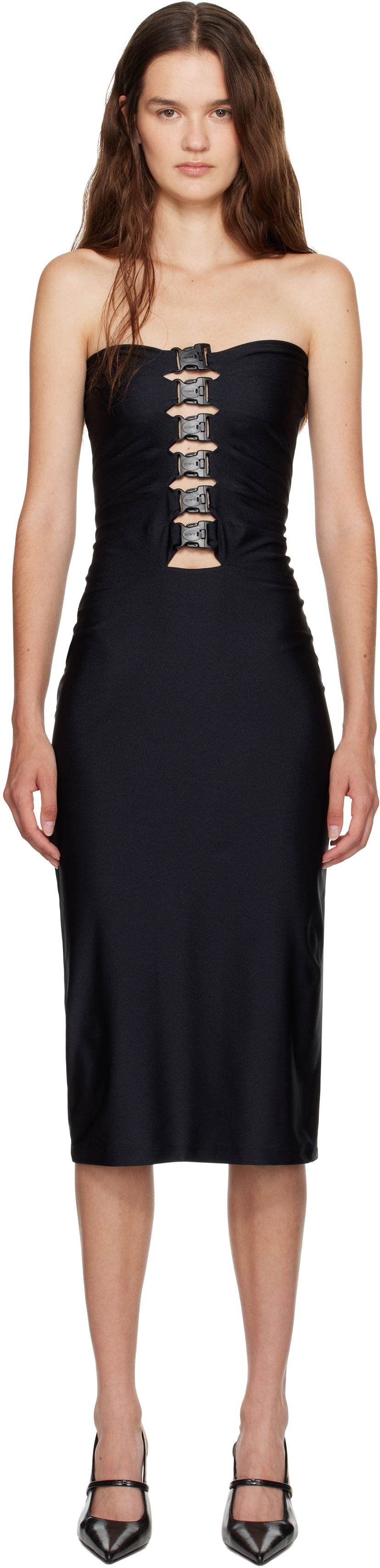 Obleke Coperni Coperni Multi Buckle Midi Dress Črna | COPR231F5001