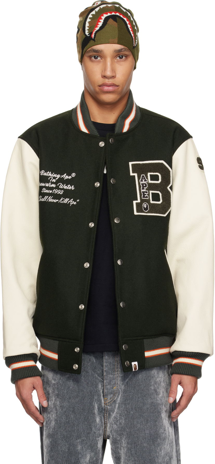 Bomber jakna BAPE A Bathing Ape Varsity Bomber Jacket Zelena | 001HJK801001M