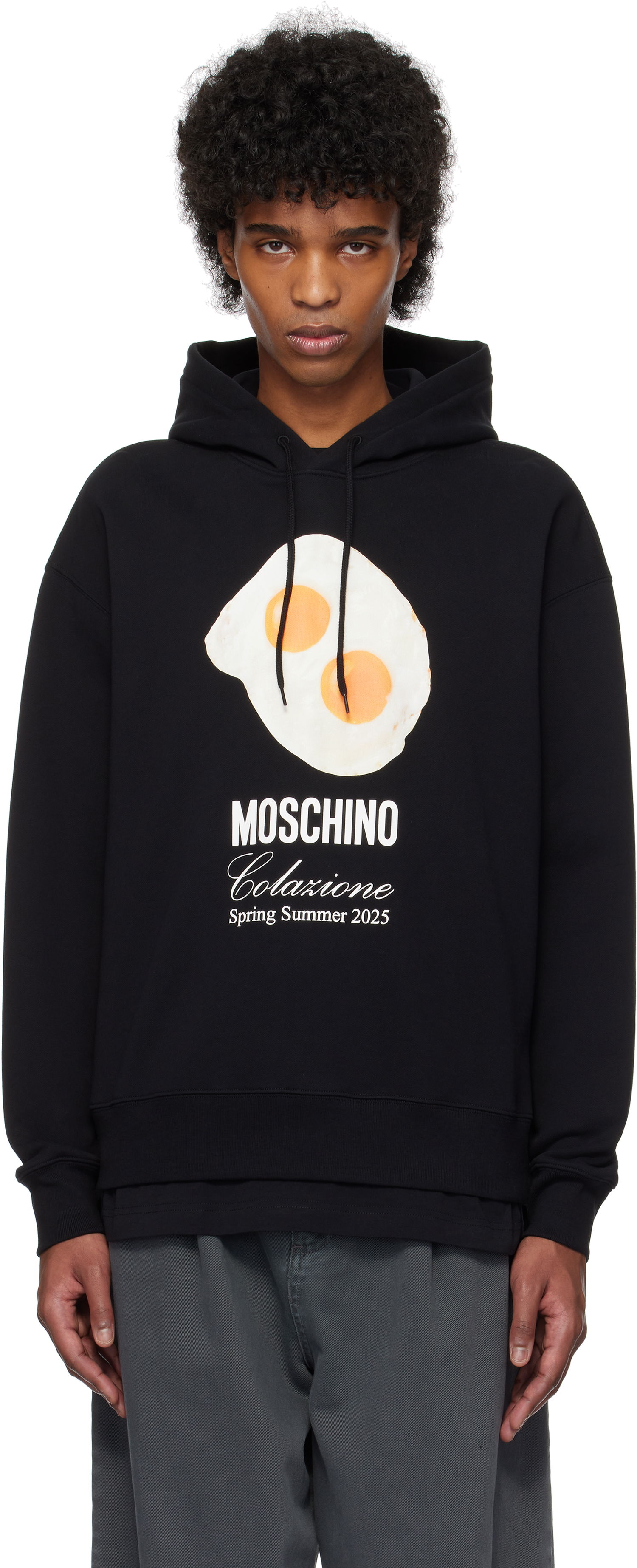 Pulover Moschino Eggs Print Hoodie Črna | 251ZZA170802281555, 0