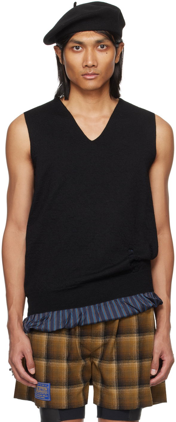 Pleteni pulover Maison Margiela Distressed Vest Črna | SI1HA0007 S17797