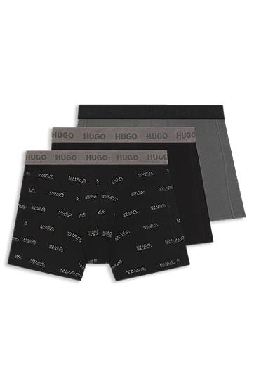 Boksarice BOSS Three-pack of stretch cotton boxer briefs with all-over print Siva | 50549177, 0