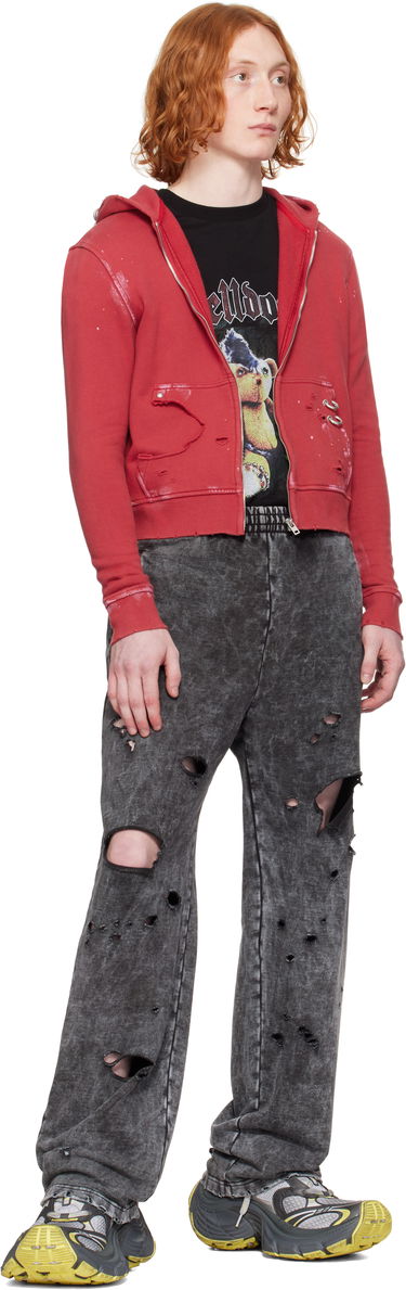 Pulover We11done We11done Pierced Zip-Up Hoodie Rdeča | WD-TJ0-25-821-U-RD, 3