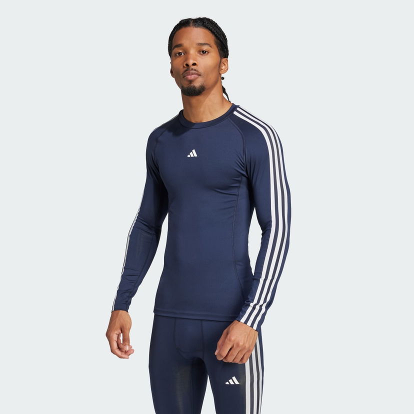 Majica adidas Performance Techfit Compression Training 3-Stripes Long Sleeve Tee Modra | IW0657
