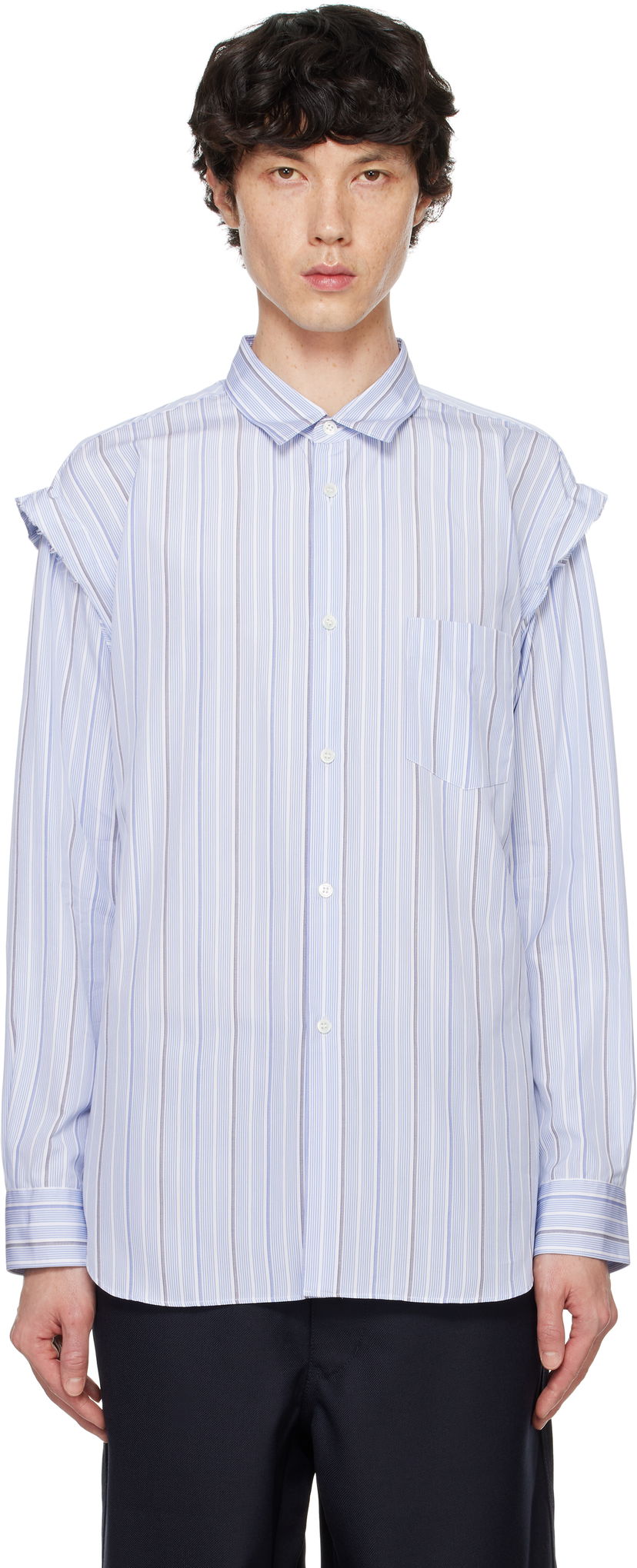 Srajce Comme des Garçons Striped Shirt Modra | FN-B029-051