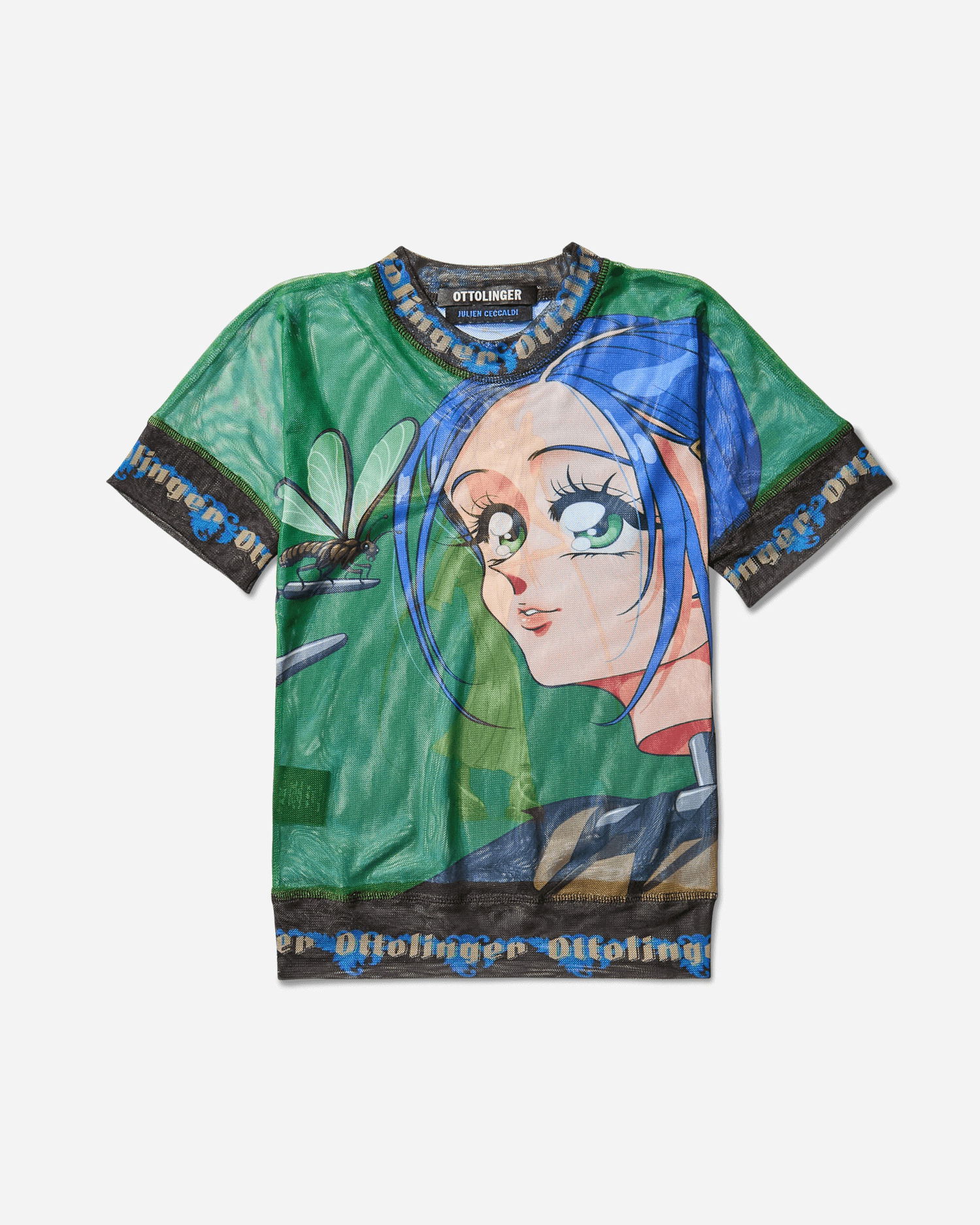 Majica Ottolinger Julien Ceccaldi Printed Mesh T-Shirt Modra | 10110040105 PRIGRN, 1