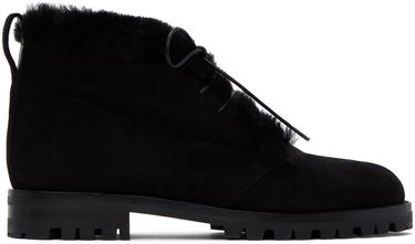 Oblačila Manolo Blahnik Manolo Blahnik Mircus Suede Ankle Boots with Shearling Trim Črna | 320-1233-0004, 0