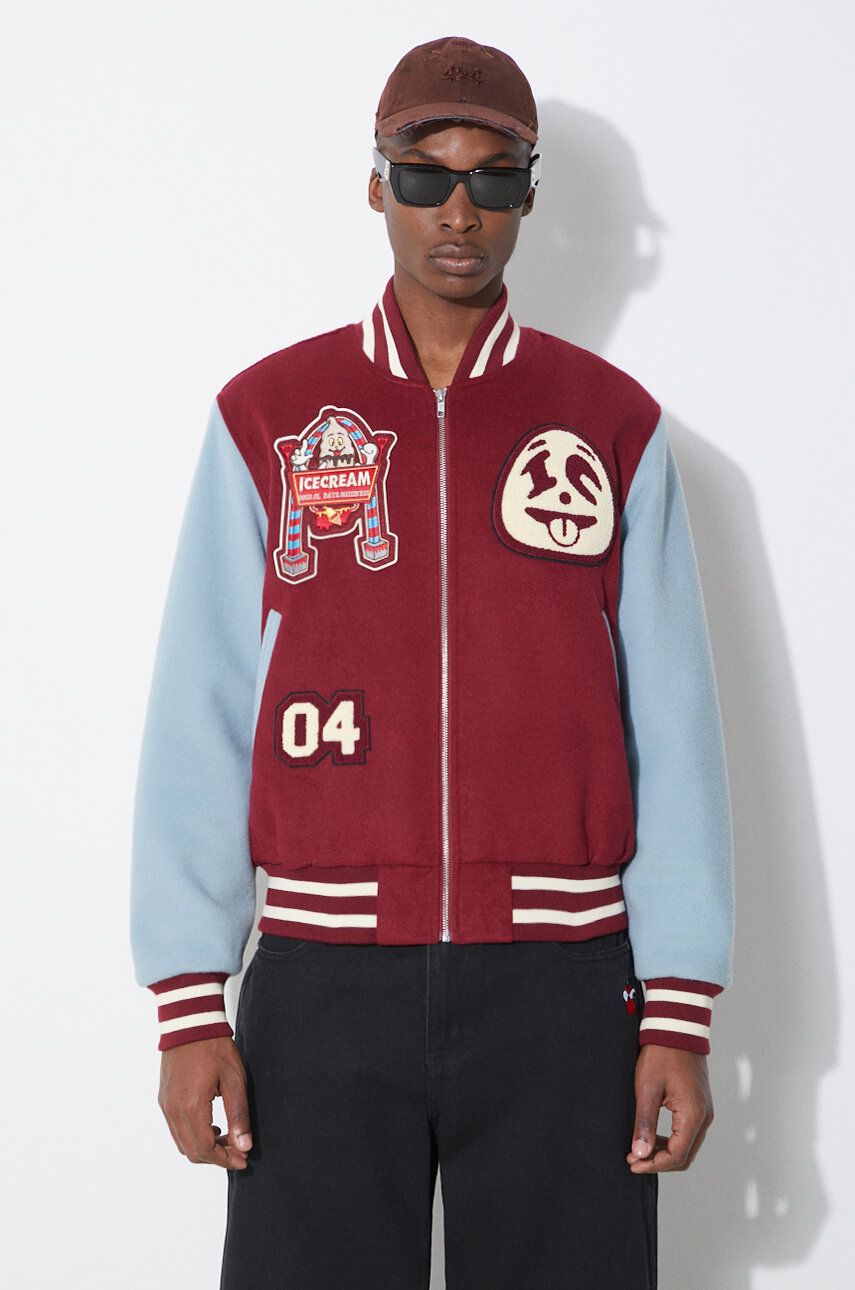 Bomber jakna BBC IceCream ICECREAM Diner Team Varsity Bomber Jacket Bordo | IC24106, 0