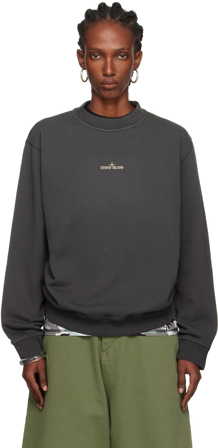 Pulover Stone Island Stone Island Cotton Fleece Sweatshirt Siva | K2S15 6100018 S0195