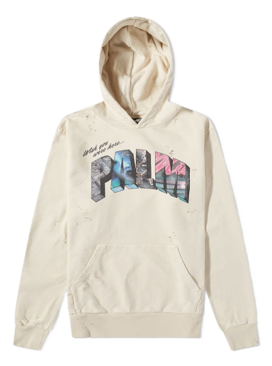 Pulover Palm Angels Sign Popover Hoody Bež | PMBB117S23FLE0100184