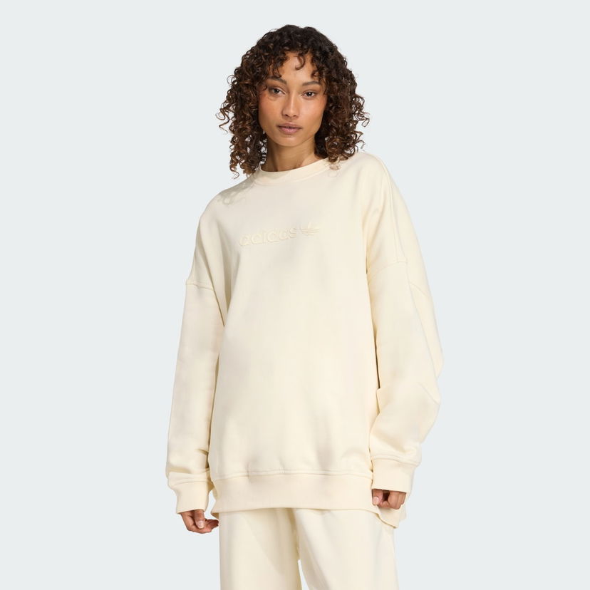 Pulover adidas Performance Essentials Linear Oversized Crewneck Sweatshirt Bež | JW1016