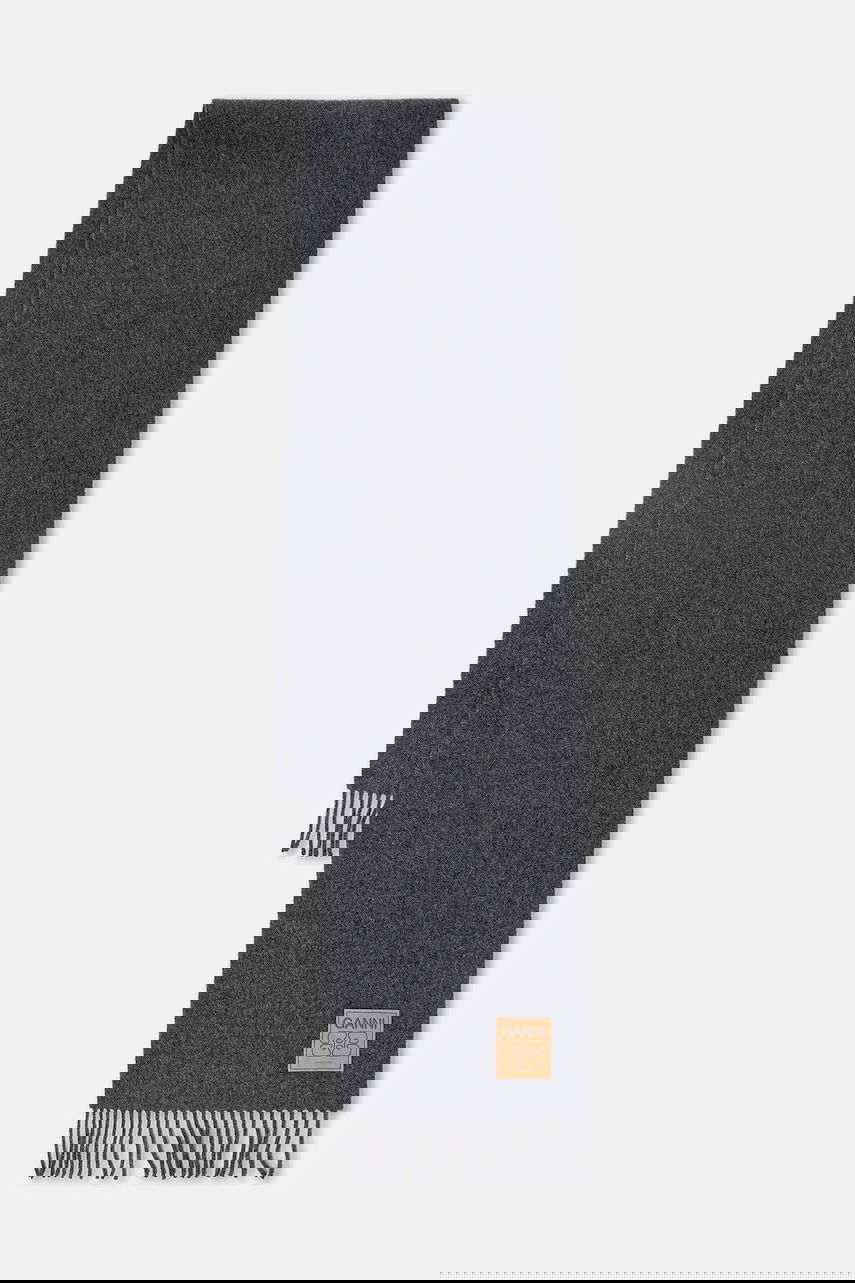 Šala GANNI Smooth Double Face Wool Solid Scarf Siva | A6932, 0