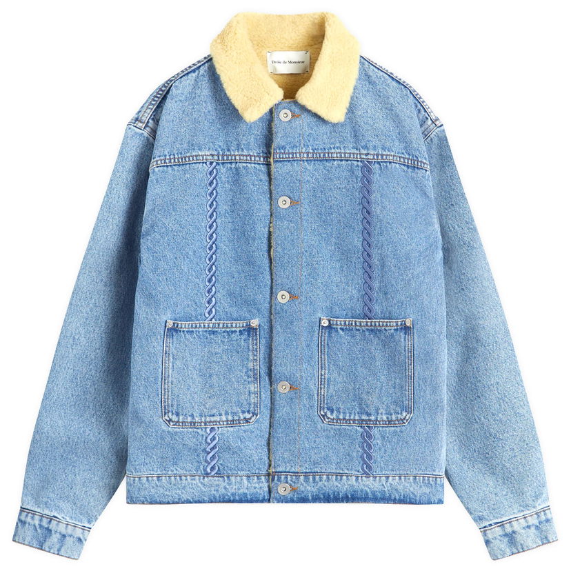Jakna Drôle de Monsieur Drole de Monsieur Lined Denim Trucker Jacket, Size Large Modra | E-JT194-CO123-BE