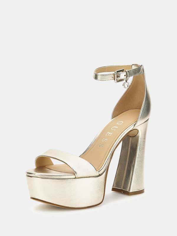 Oblačila GUESS Idas Foiled Leather Sandals Bela | FLJIDSLEP03
