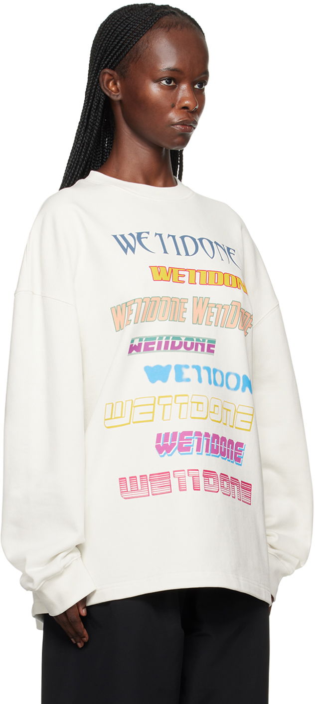 Pulover We11done We11done Printed Sweatshirt Bela | WD-TP5-19-114-U-WH, 1