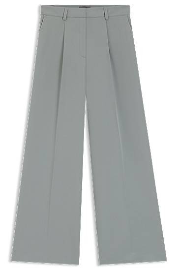 Hlače BOSS Stretch Wide-Leg Trousers Siva | 50545580
