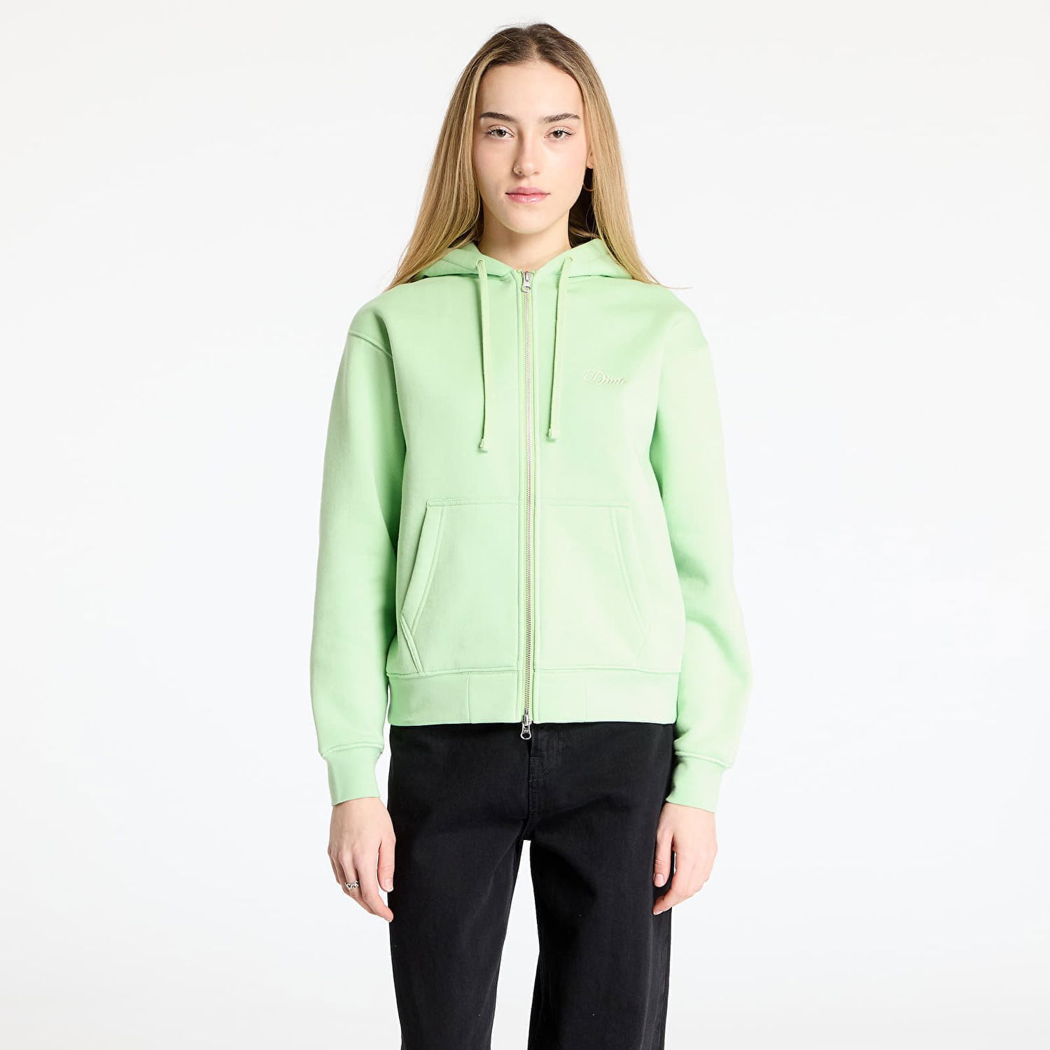 Pulover Dime DIME Cursive Zip Hoodie Zelena | DIMESP2549SAG, 1