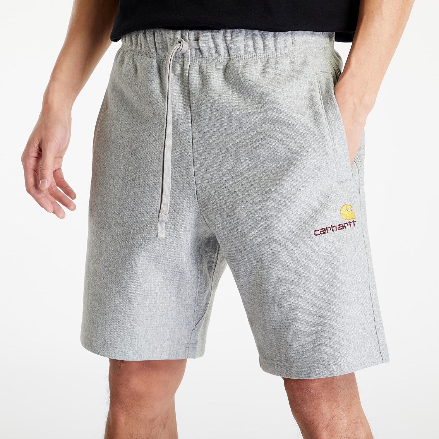 Kratke hlače Carhartt WIP American Script Sweat Short Grey Heather Siva | I031685.V6XX, 1