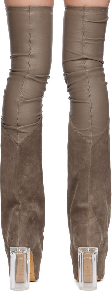 Obleke Rick Owens Rick Owens Hollywood Taco Kiss Suede Tall Boots Siva | RO01E7843 LSLVS0, 1