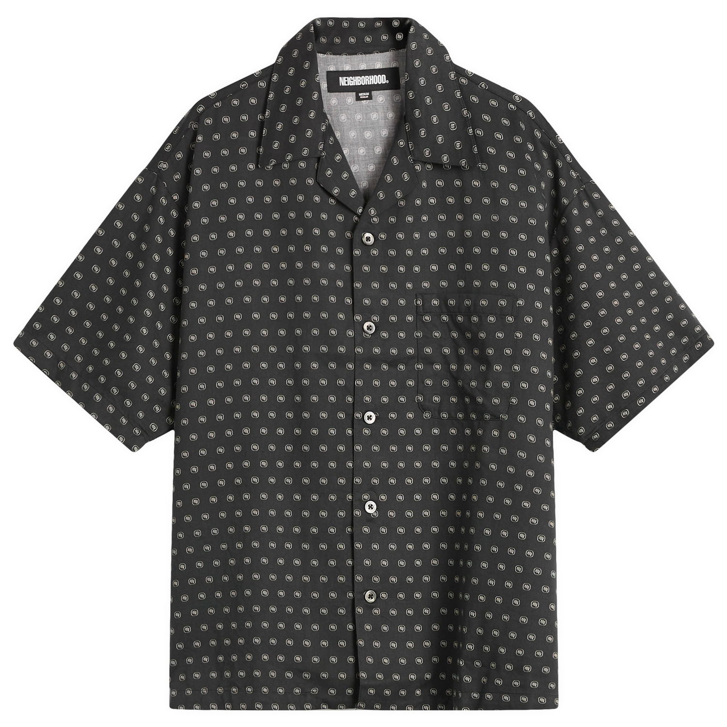 Srajce Neighborhood Monogram Pattern Hawaiian Shirt, Size Large Črna | 251TSNH-SHM11-BLK, 1