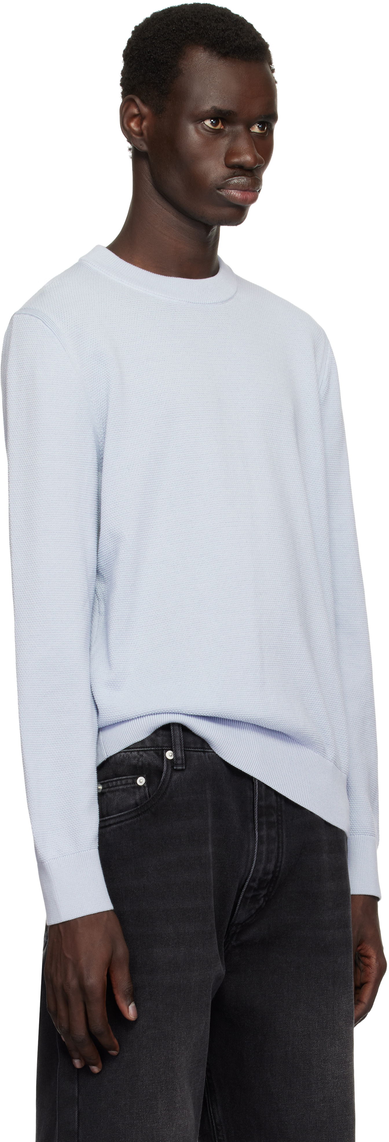 Pleteni pulover BOSS BOSS Micro-Structured Cotton Sweater Modra | 50506022, 1