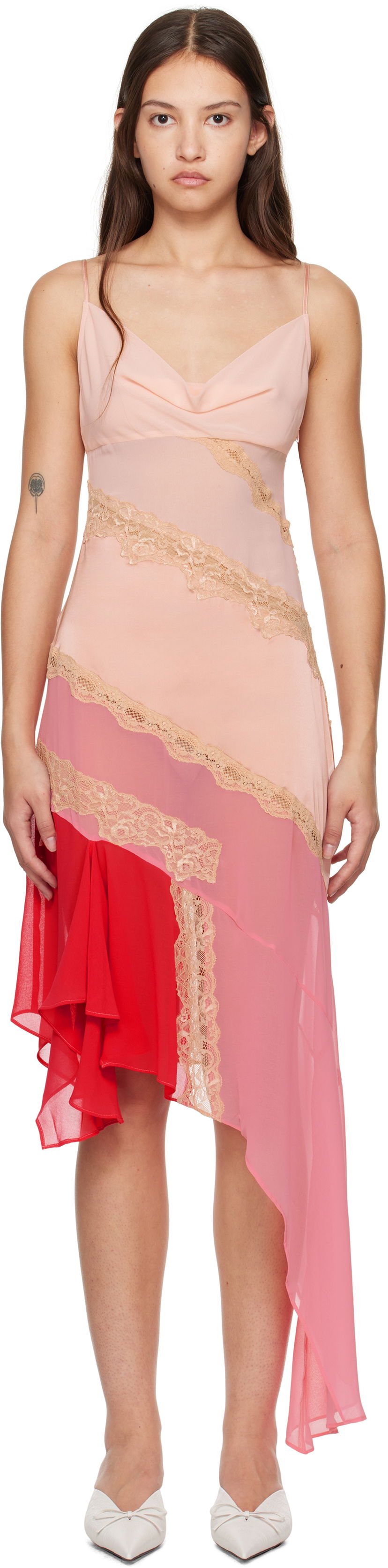 Obleke GUIZIO Guizio Leah Asymmetrical Midi Dress Roza | H24418W022