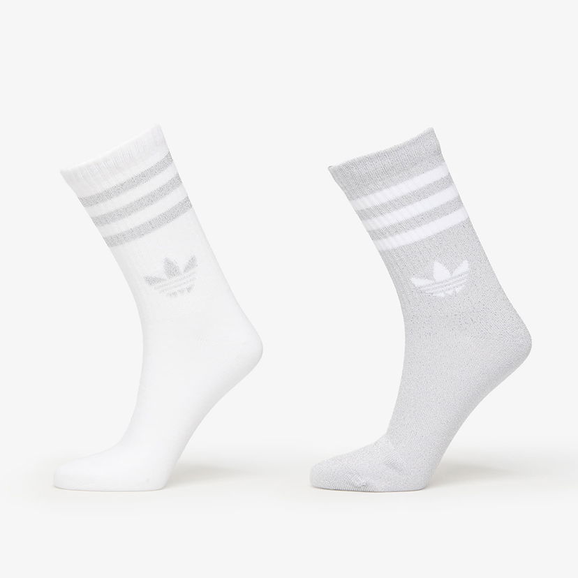 Nogavice adidas Originals adidas 3-Stripes Glitter Crew Socks 2-Pack Bela | JX5204