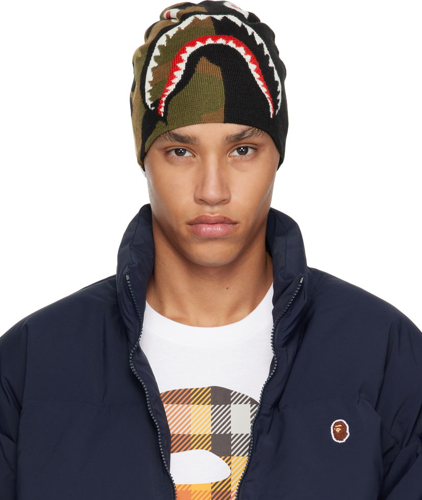 Beanie BAPE A Bathing Ape 1st Camo Shark Knit Beanie Zelena | 001HTK701006M