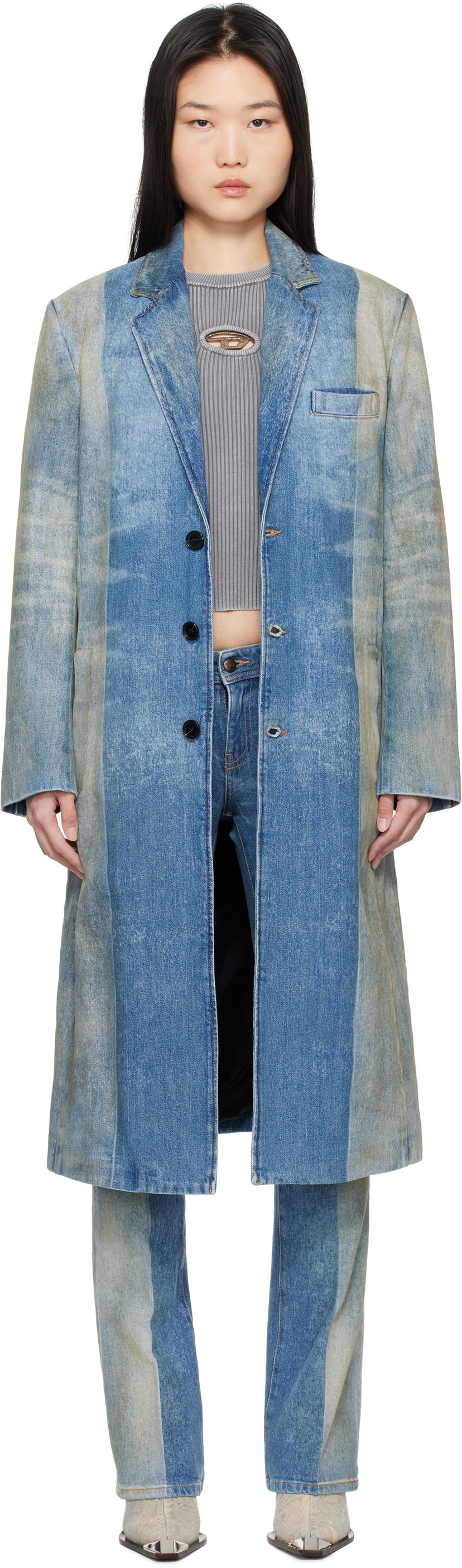 Trenčkot Diesel Denim Blazer Coat Modra | A16830 09L04
