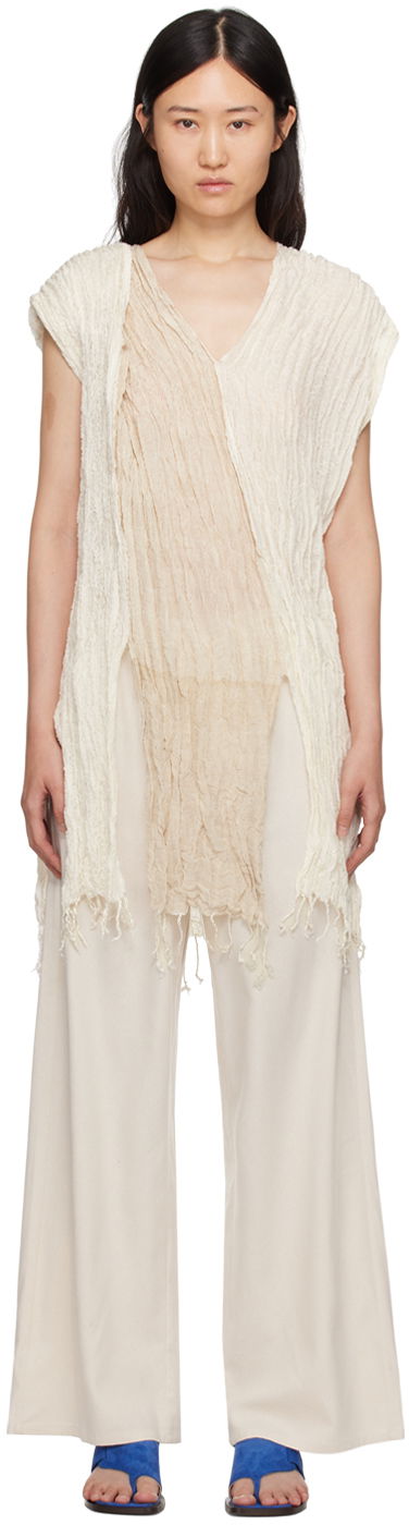 Majica brez rokavov Baserange Baserange Frayed Crinkled Tunic Bež | TOSC-SI-SP24