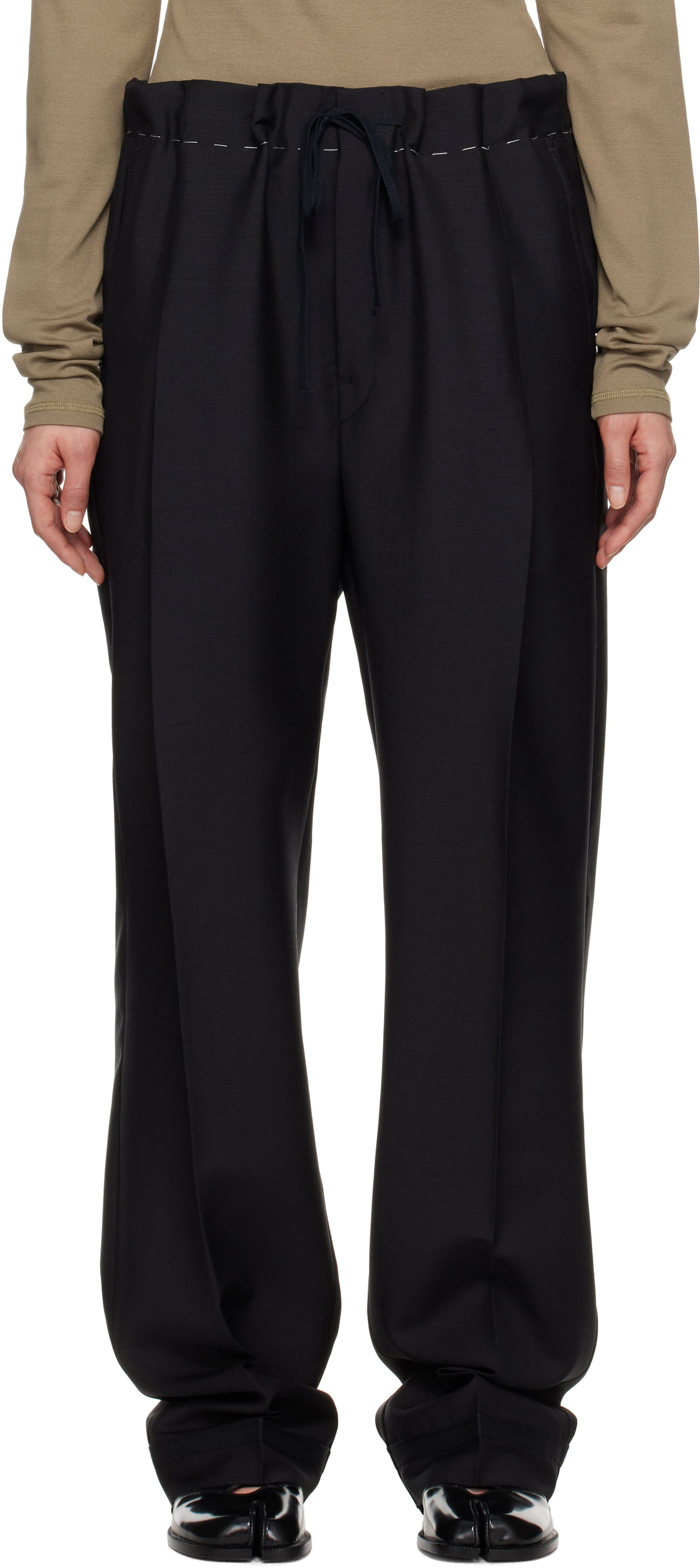 Hlače Maison Margiela Maison Margiela Wool Mohair Drawstring Trousers Črna | S51KA0602 M35301, 0