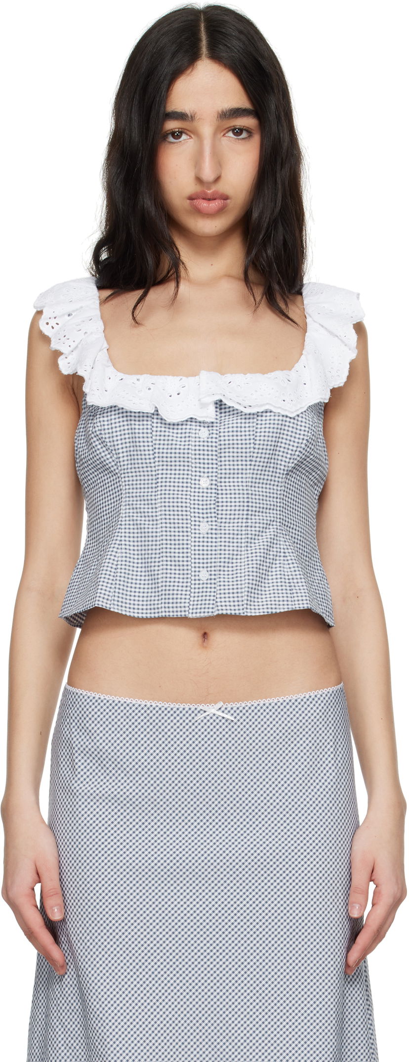 Krop-top GUIZIO Guizio Paloma Lace Top Modra | S25155W152