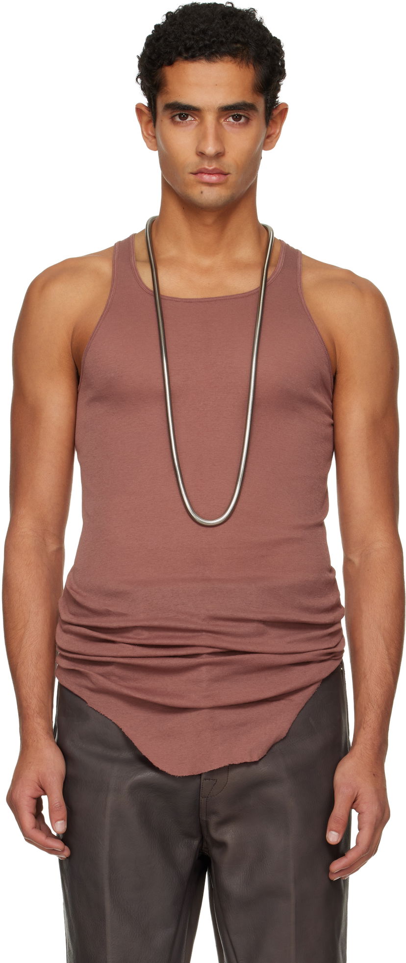 Majica brez rokavov Rick Owens Concordians Basic Rib Tank Top Rjava | RU02E1150 MR