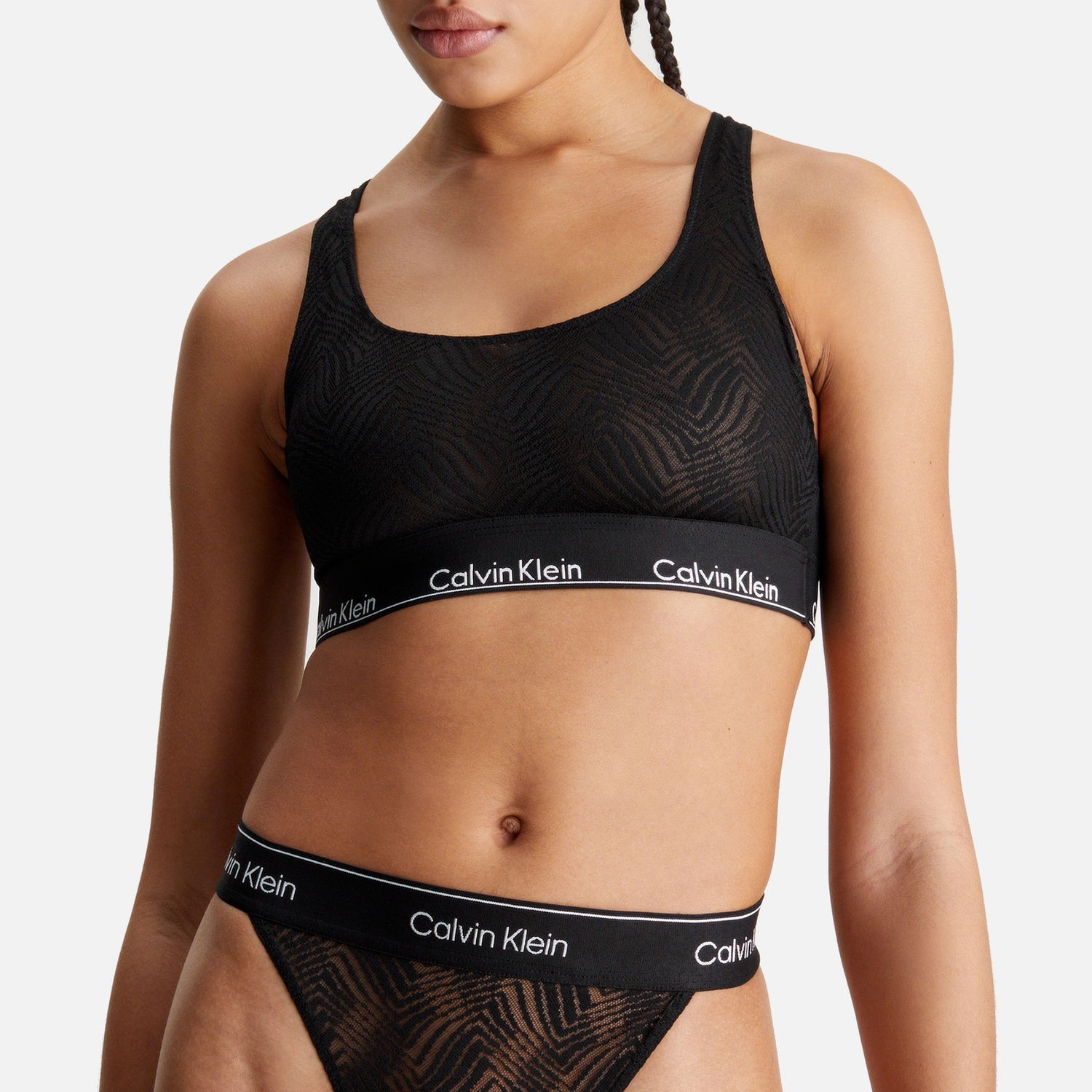 Oblačila in dodatki CALVIN KLEIN Modern Semi-Sheer Stretch-Lace Unlined Bralette - XS Črna | 000QF7708EUB1, 1