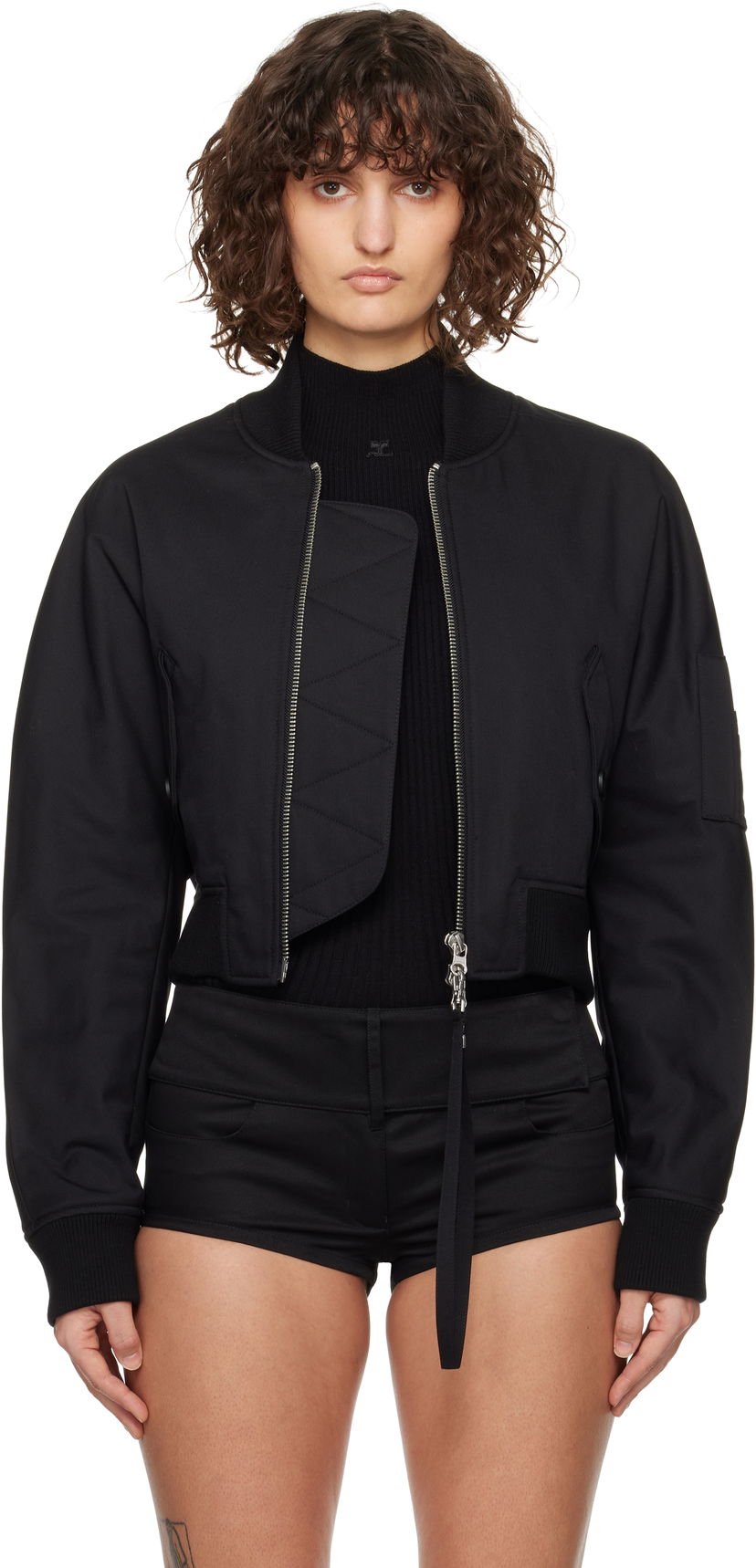 Bomber jakna Courrèges Courrèges Cropped Scuba Bomber Jacket Črna | 125CBL265PL0177