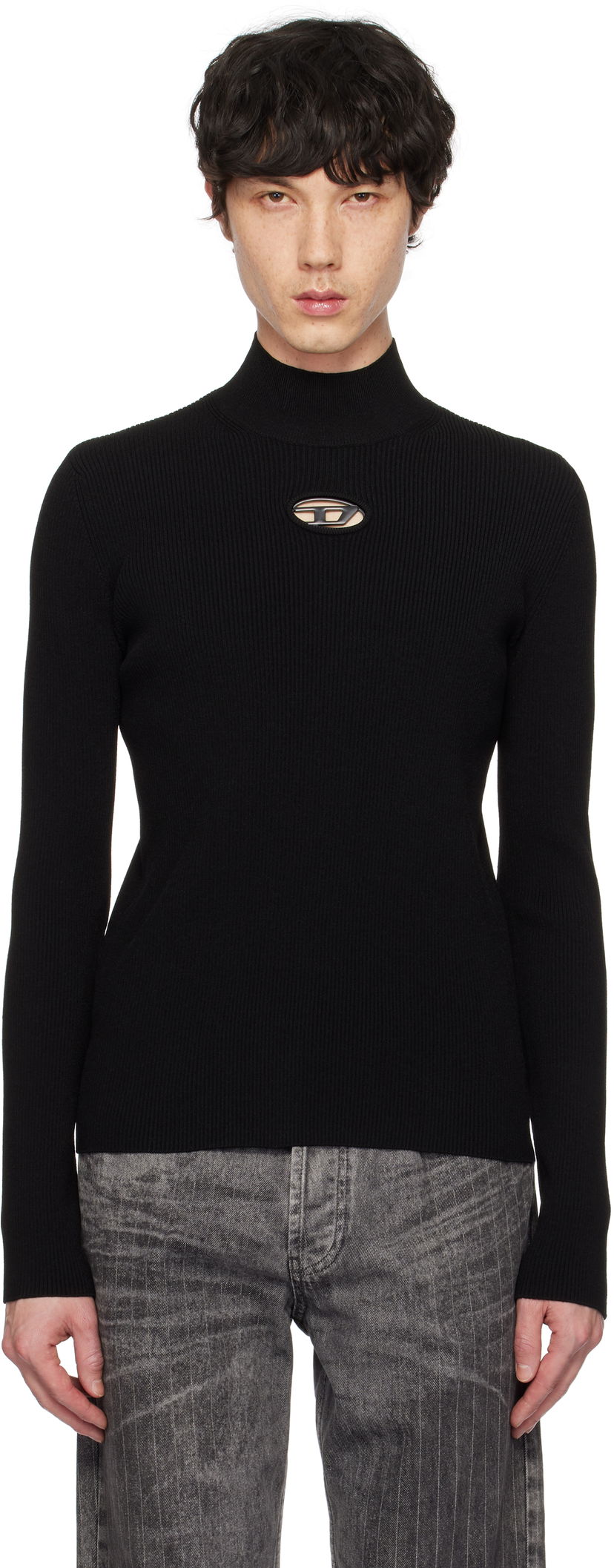 Pleteni pulover Diesel K-Zackary Ribbed Turtleneck Črna | A15482-0DLAX-9XXA