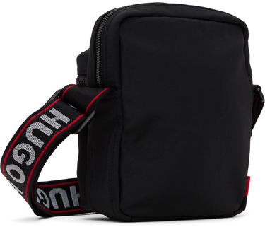Torba za čez ramo BOSS HUGO Logo-Print Reporter Bag Črna | 50529432, 2