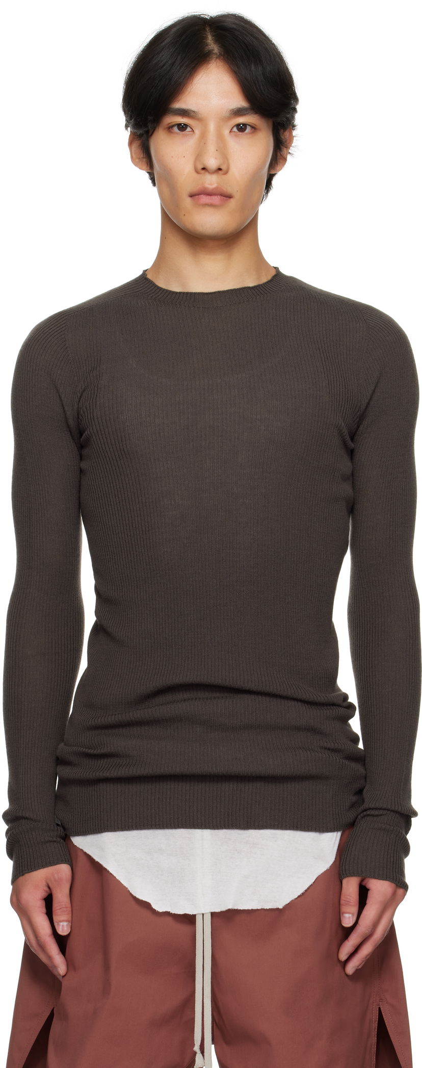 Pleteni pulover Rick Owens Rick Owens Concordians Ribbed Sweater Rjava | RU02E1637 RIBM