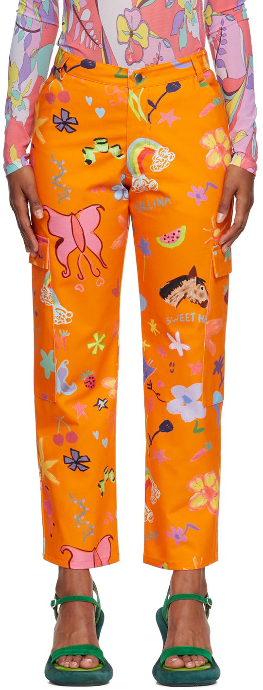 Cargo hlače Collina Strada Collina Strada Chason Printed Cargo Pants Oranžna | XX6293
