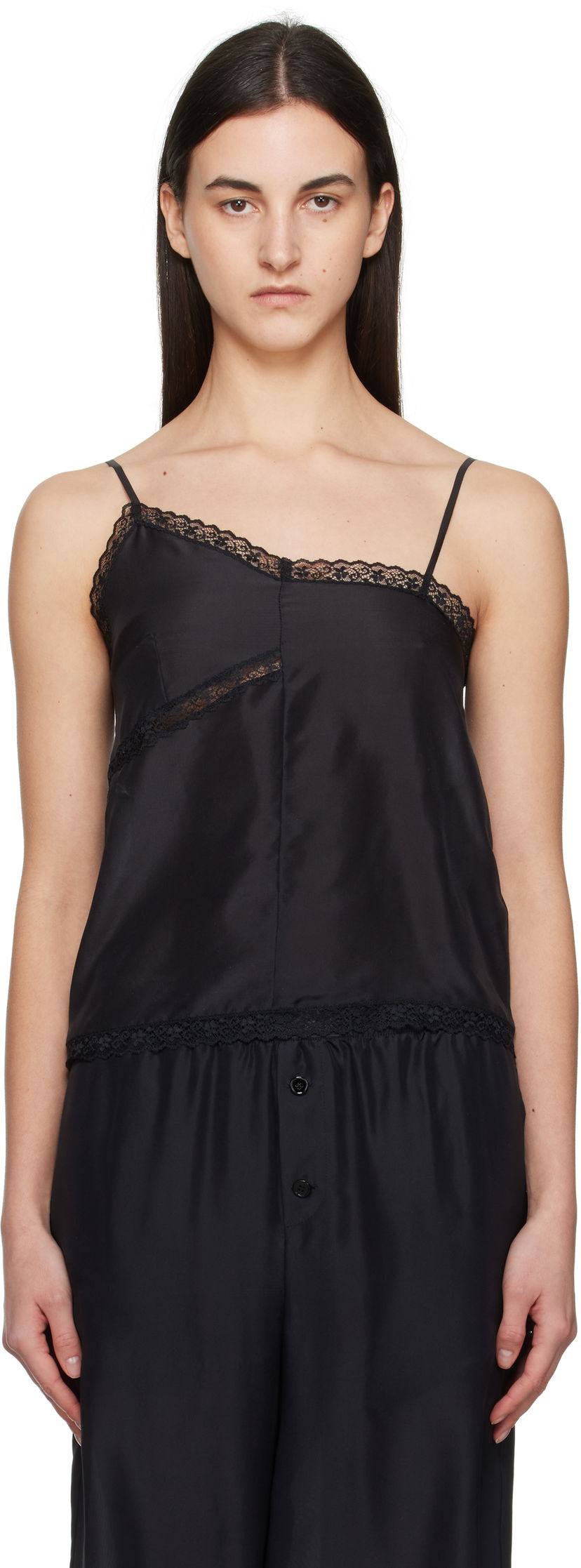 Majica brez rokavov Maison Margiela MM6 Maison Margiela Twist Silk Camisole Črna | S52NC0344 M35244