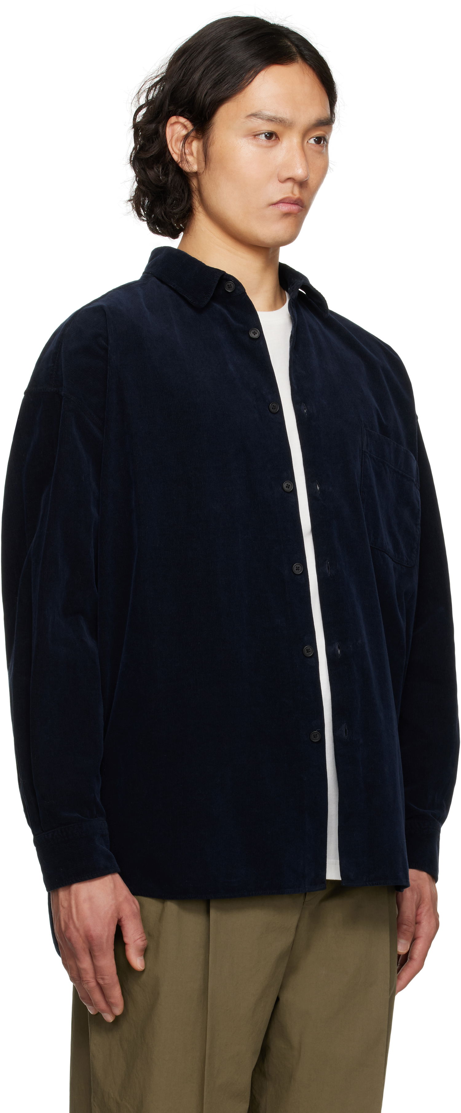 Srajce The Row The Row Lancaster Corduroy Shirt Mornarica | 882-W3737, 1