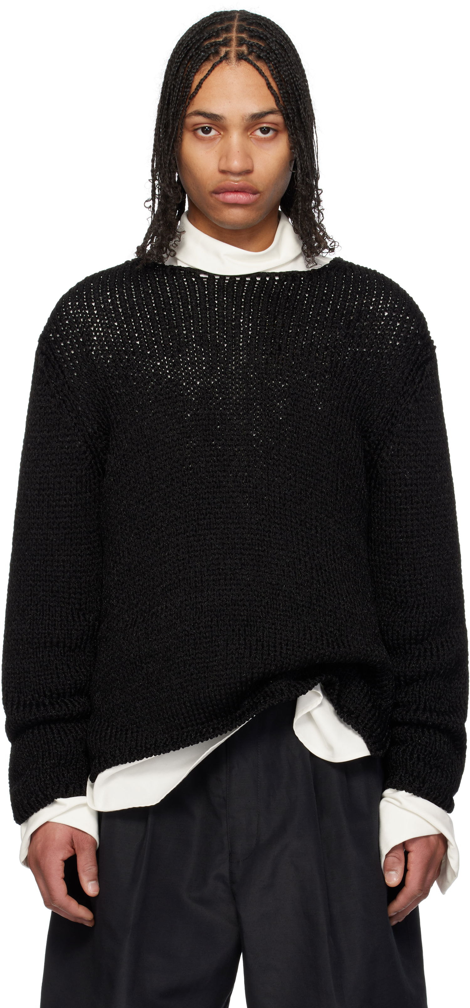 Pleteni pulover Comme des Garçons Homme Plus Droptail Sweater Črna | PO-N004-051, 0