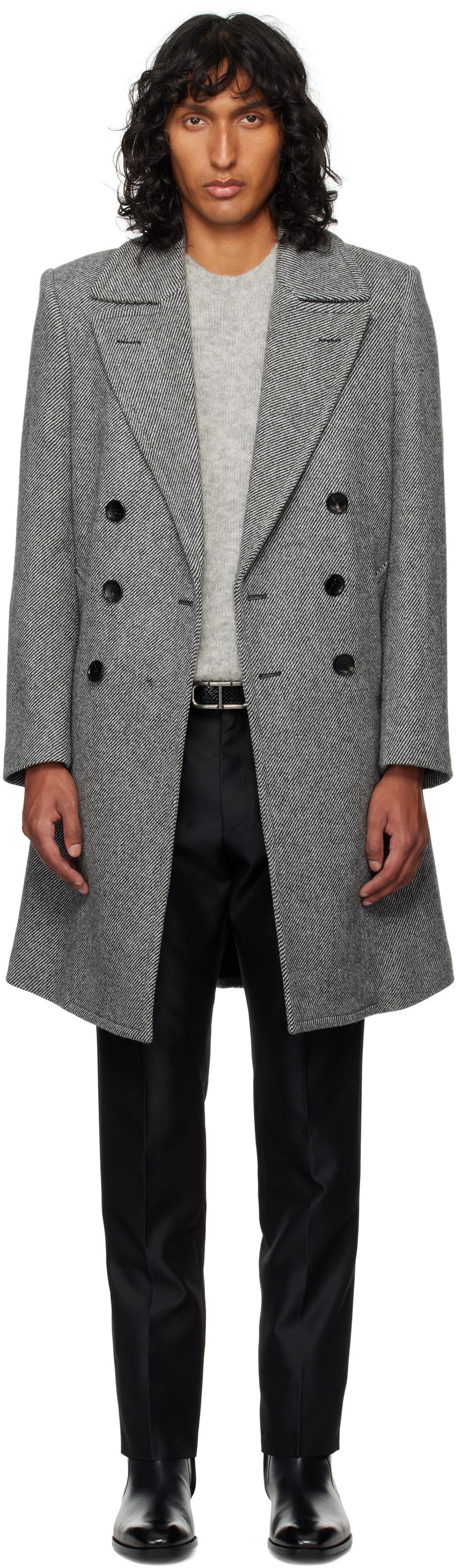 Plašči Tom Ford Graphic Twill Coat Črna | OCR009-FMW049F24