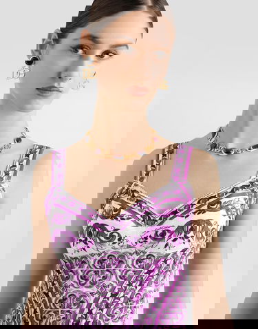 Majica brez rokavov Dolce & Gabbana Dolce & Gabbana Majolica-Print Charmeuse Bustier Top Lila | F7AZ2THPAB8IP3TN, 3