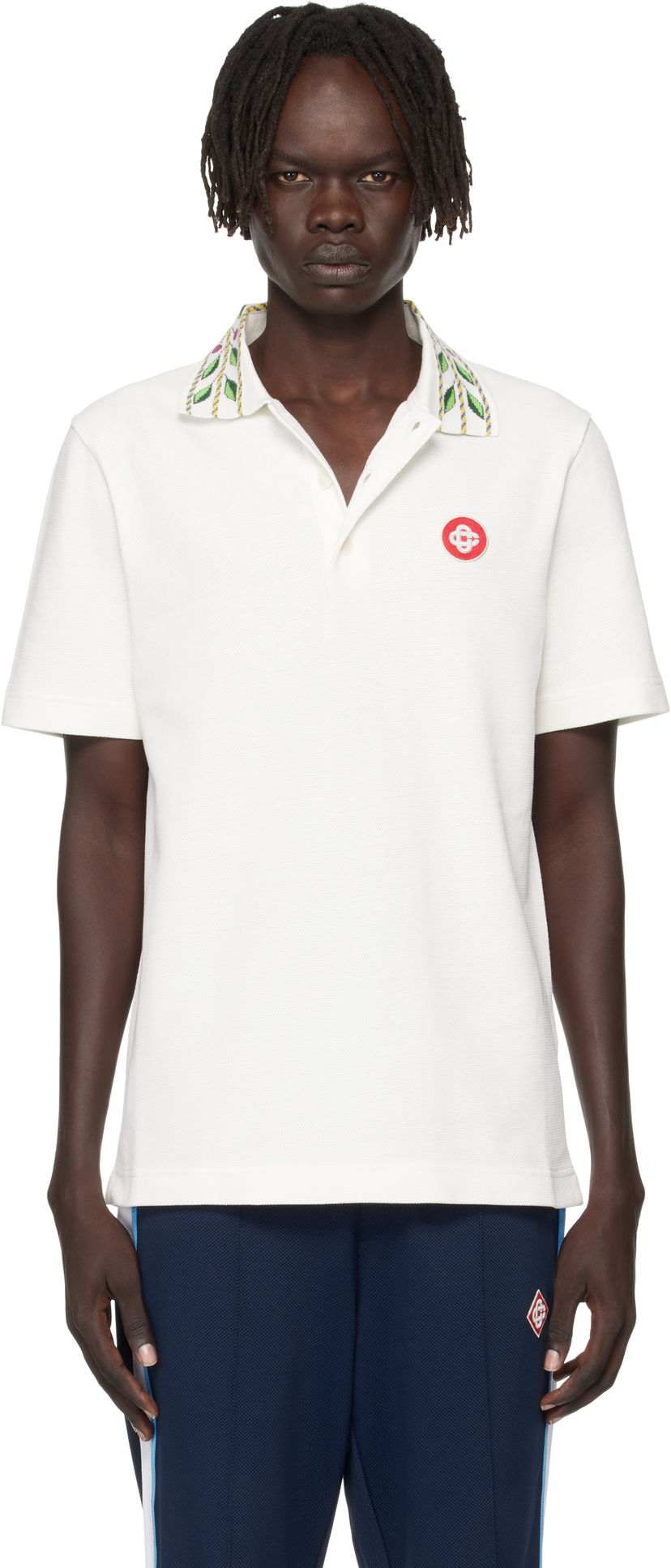 Polo majica Casablanca Casablanca Classic Laurel Pique Polo Bela | MPF25-JTP-243-01
