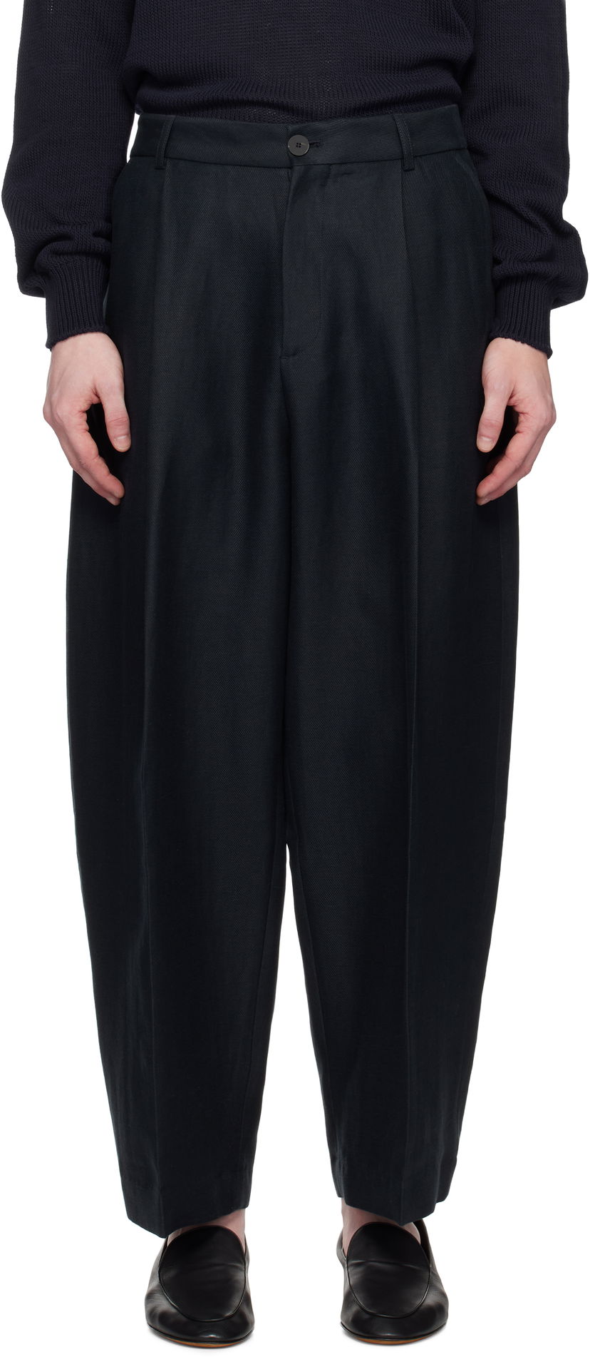 Hlače Studio Nicholson Studio Nicholson Ellis Pleated Trousers Mornarica | ELLIS SNM-1074
